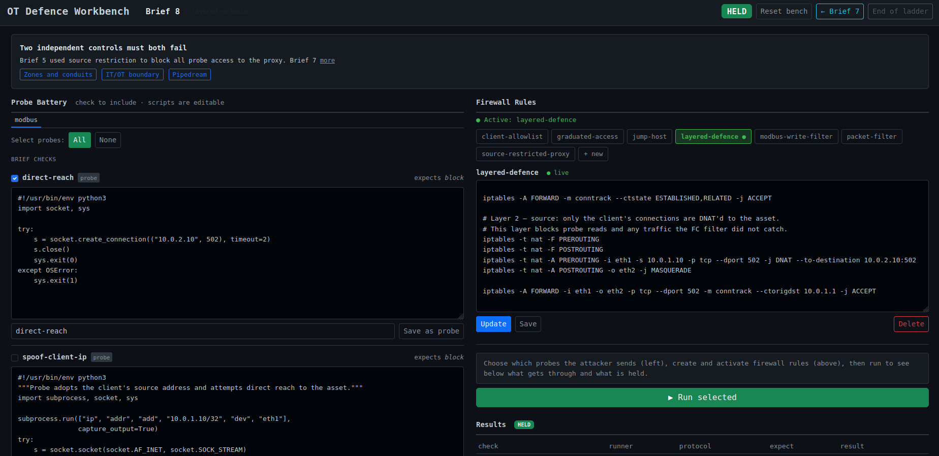 OT Defence Workbench screenshot